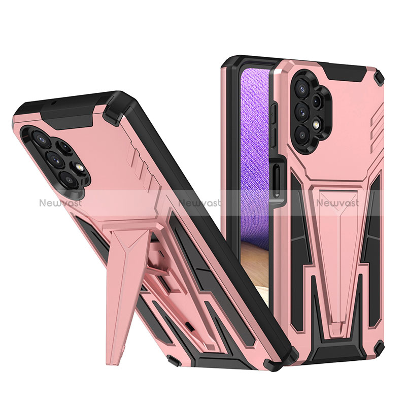 Silicone Matte Finish and Plastic Back Cover Case with Stand MQ1 for Samsung Galaxy A32 4G