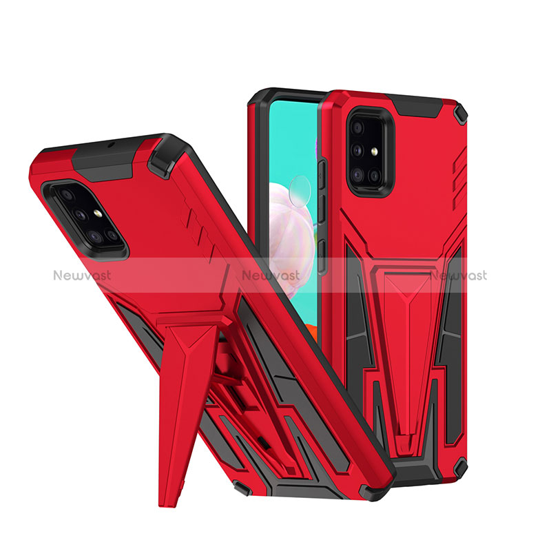 Silicone Matte Finish and Plastic Back Cover Case with Stand MQ1 for Samsung Galaxy A51 5G