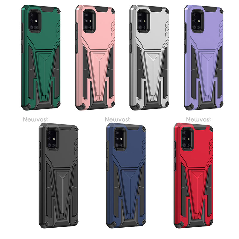 Silicone Matte Finish and Plastic Back Cover Case with Stand MQ1 for Samsung Galaxy A51 5G