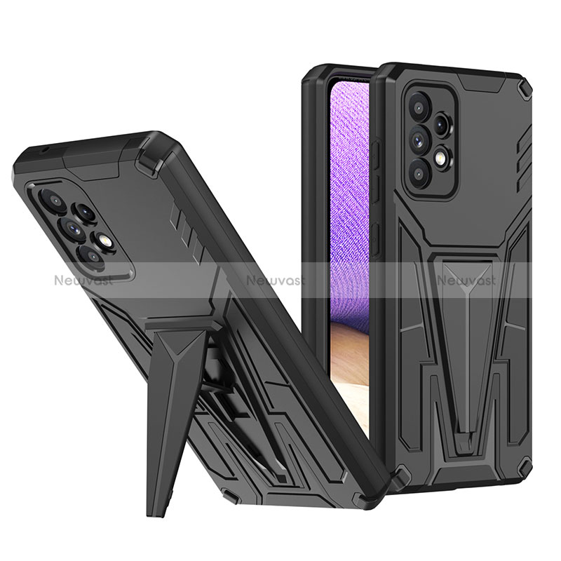 Silicone Matte Finish and Plastic Back Cover Case with Stand MQ1 for Samsung Galaxy A52 5G