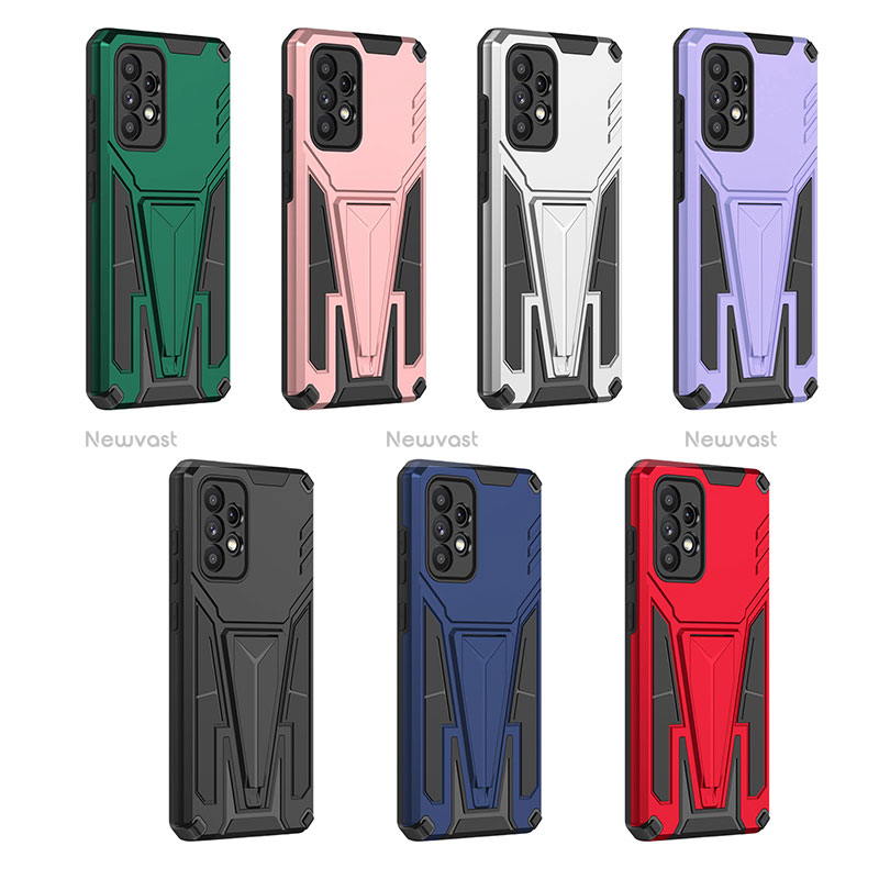 Silicone Matte Finish and Plastic Back Cover Case with Stand MQ1 for Samsung Galaxy A52 5G