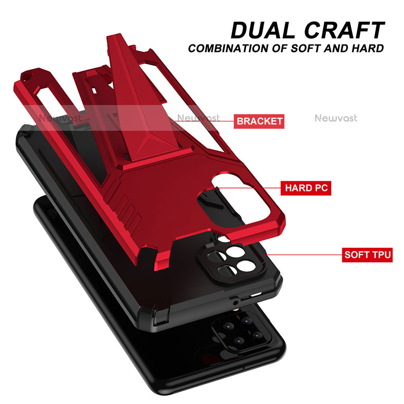 Silicone Matte Finish and Plastic Back Cover Case with Stand MQ1 for Samsung Galaxy F12