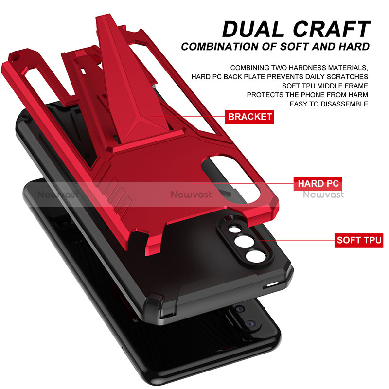 Silicone Matte Finish and Plastic Back Cover Case with Stand MQ1 for Samsung Galaxy M02