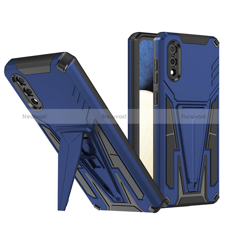 Silicone Matte Finish and Plastic Back Cover Case with Stand MQ1 for Samsung Galaxy M02