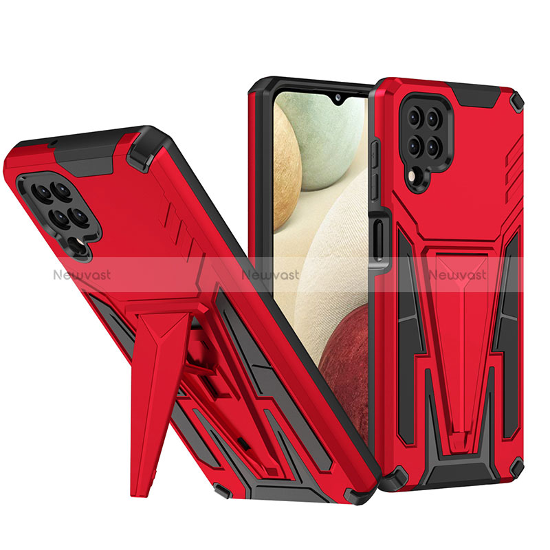 Silicone Matte Finish and Plastic Back Cover Case with Stand MQ1 for Samsung Galaxy M12