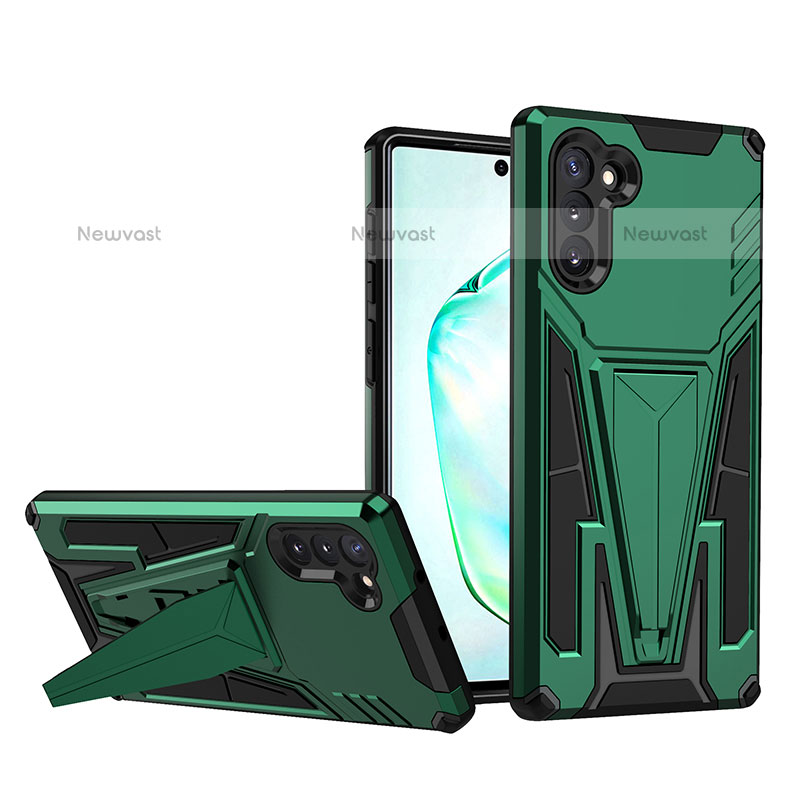 Silicone Matte Finish and Plastic Back Cover Case with Stand MQ1 for Samsung Galaxy Note 10 5G