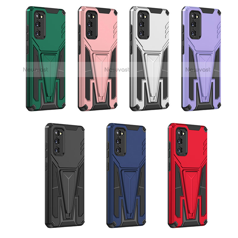 Silicone Matte Finish and Plastic Back Cover Case with Stand MQ1 for Samsung Galaxy S20 5G