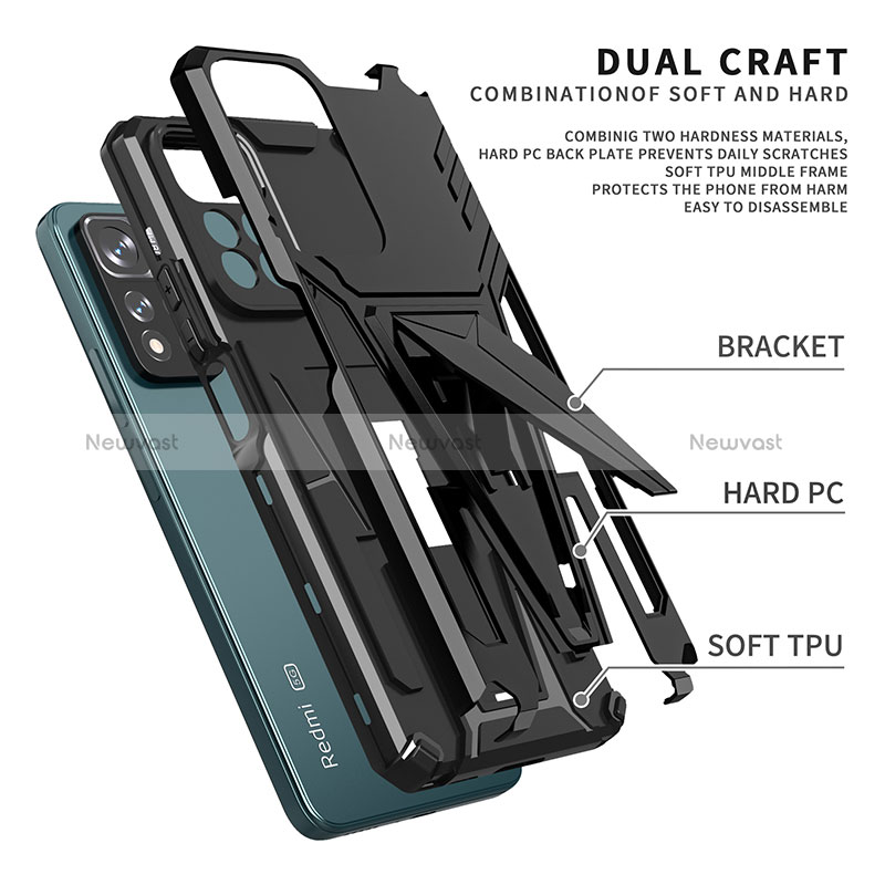 Silicone Matte Finish and Plastic Back Cover Case with Stand MQ1 for Xiaomi Mi 11i 5G (2022)