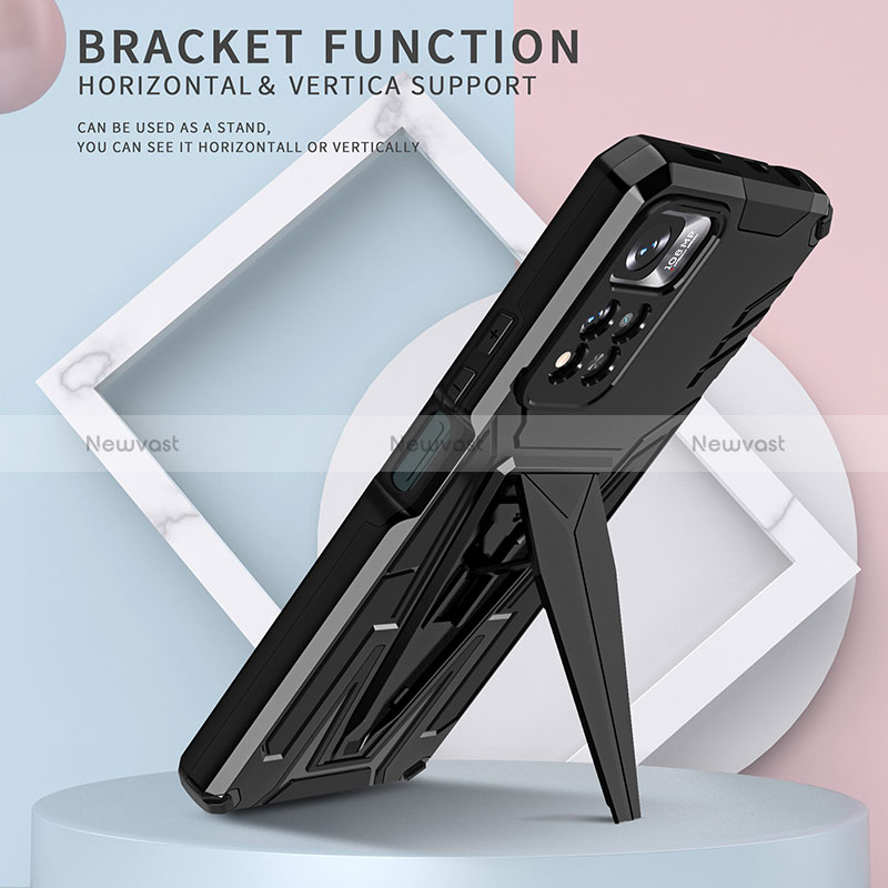 Silicone Matte Finish and Plastic Back Cover Case with Stand MQ1 for Xiaomi Mi 11i 5G (2022)