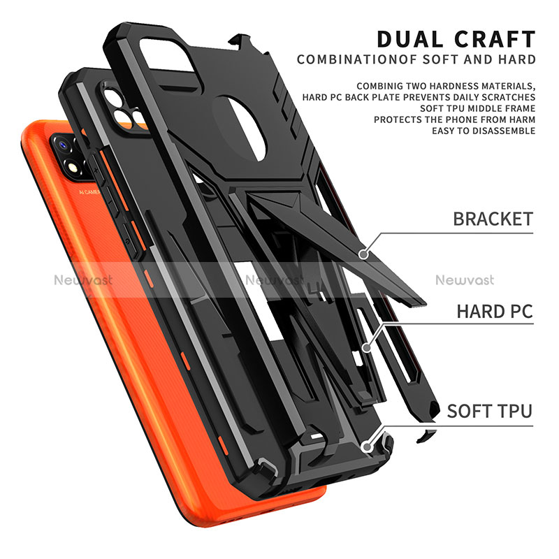 Silicone Matte Finish and Plastic Back Cover Case with Stand MQ1 for Xiaomi POCO C3