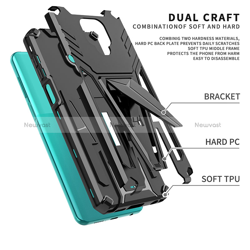 Silicone Matte Finish and Plastic Back Cover Case with Stand MQ1 for Xiaomi Poco M2 Pro