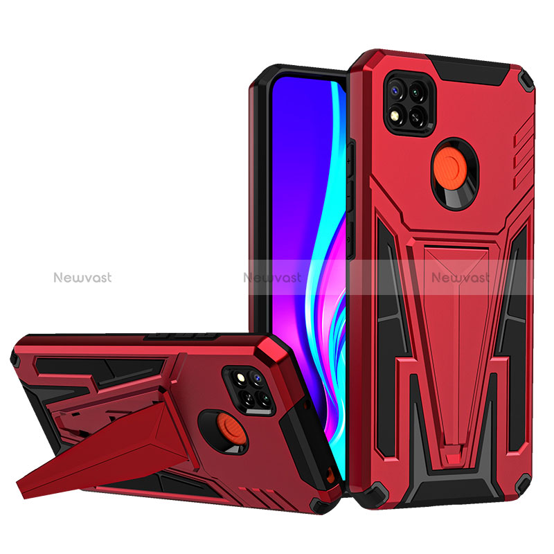 Silicone Matte Finish and Plastic Back Cover Case with Stand MQ1 for Xiaomi Redmi 9 Activ