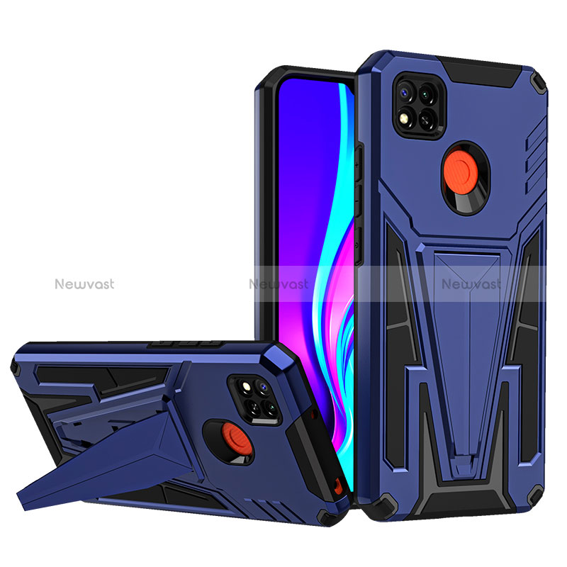 Silicone Matte Finish and Plastic Back Cover Case with Stand MQ1 for Xiaomi Redmi 9 Activ