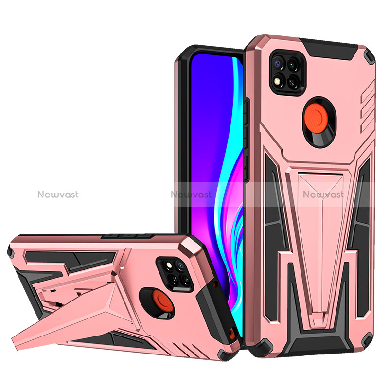 Silicone Matte Finish and Plastic Back Cover Case with Stand MQ1 for Xiaomi Redmi 9 India