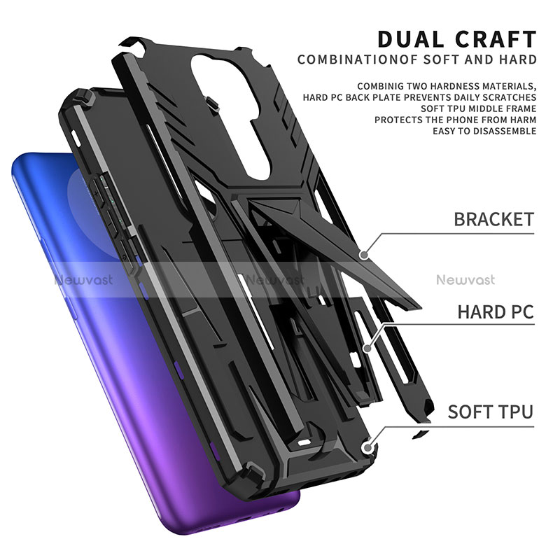 Silicone Matte Finish and Plastic Back Cover Case with Stand MQ1 for Xiaomi Redmi 9 Prime India