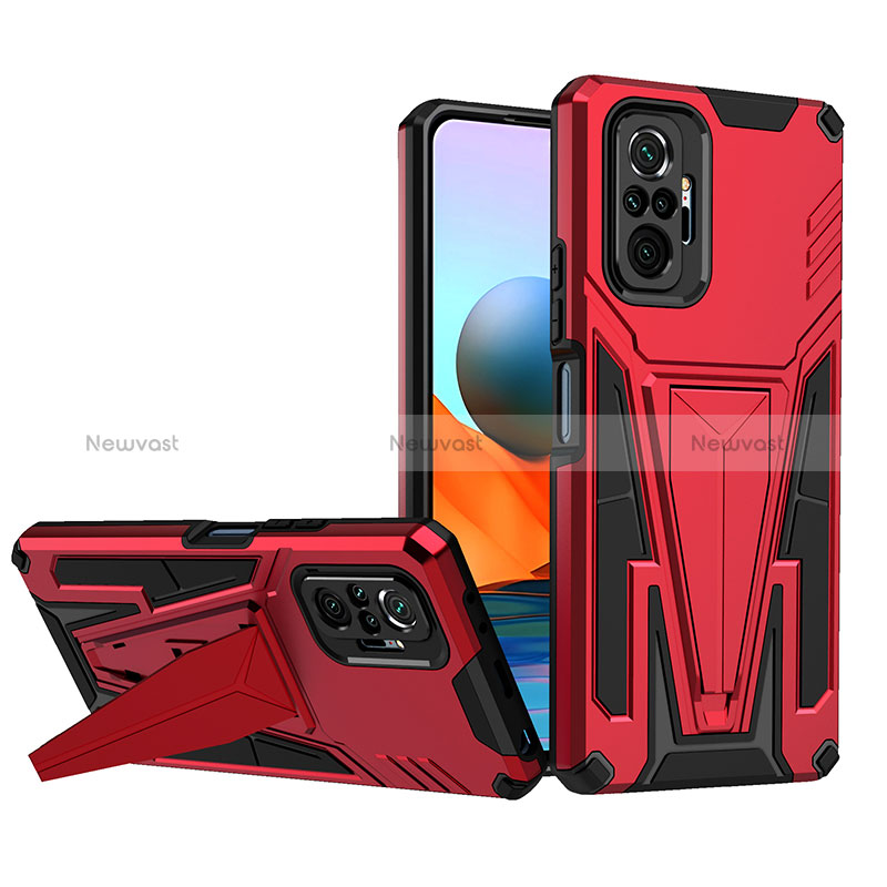 Silicone Matte Finish and Plastic Back Cover Case with Stand MQ1 for Xiaomi Redmi Note 10 Pro 4G