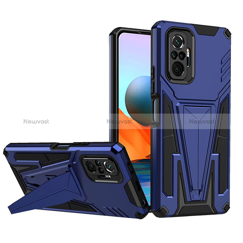 Silicone Matte Finish and Plastic Back Cover Case with Stand MQ1 for Xiaomi Redmi Note 10 Pro 4G