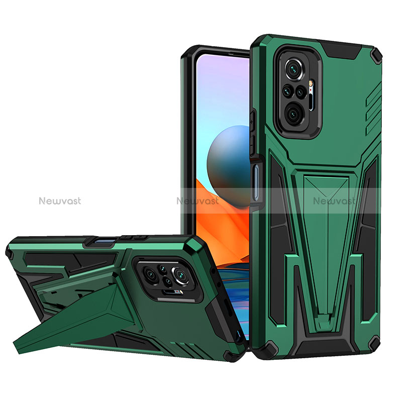 Silicone Matte Finish and Plastic Back Cover Case with Stand MQ1 for Xiaomi Redmi Note 10 Pro Max