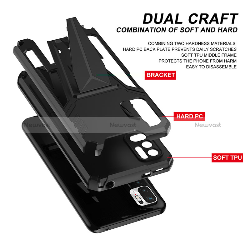 Silicone Matte Finish and Plastic Back Cover Case with Stand MQ1 for Xiaomi Redmi Note 11 SE 5G