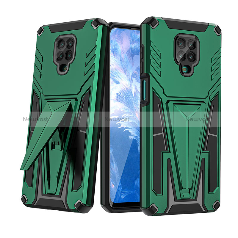 Silicone Matte Finish and Plastic Back Cover Case with Stand MQ1 for Xiaomi Redmi Note 9 Pro