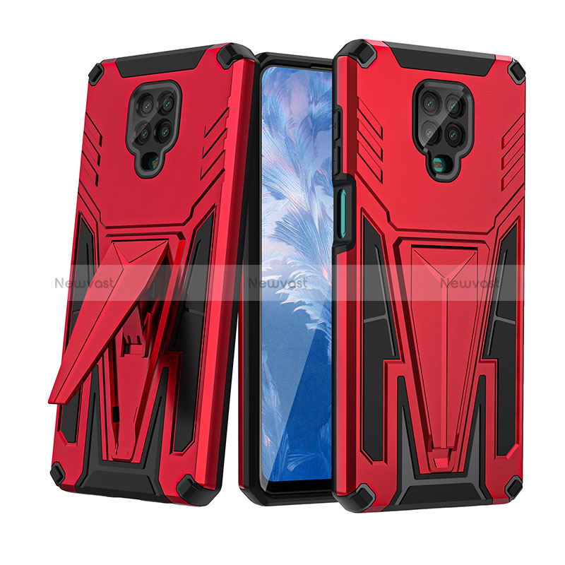 Silicone Matte Finish and Plastic Back Cover Case with Stand MQ1 for Xiaomi Redmi Note 9S