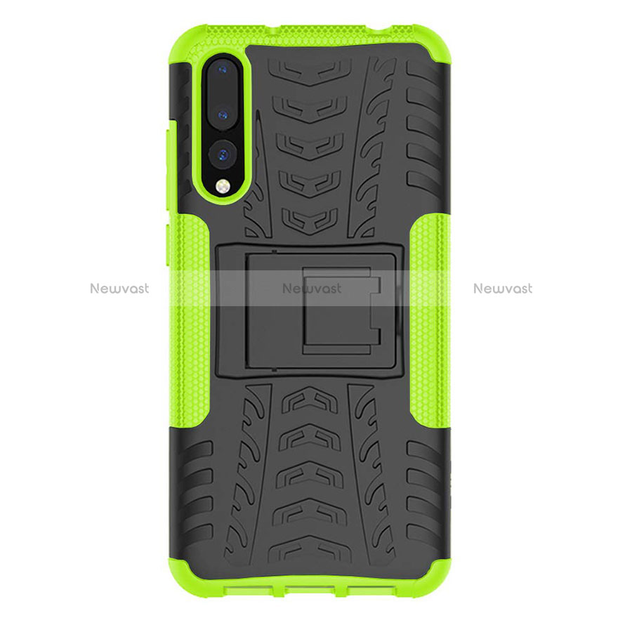 Silicone Matte Finish and Plastic Back Cover Case with Stand P02 for Huawei P20 Pro