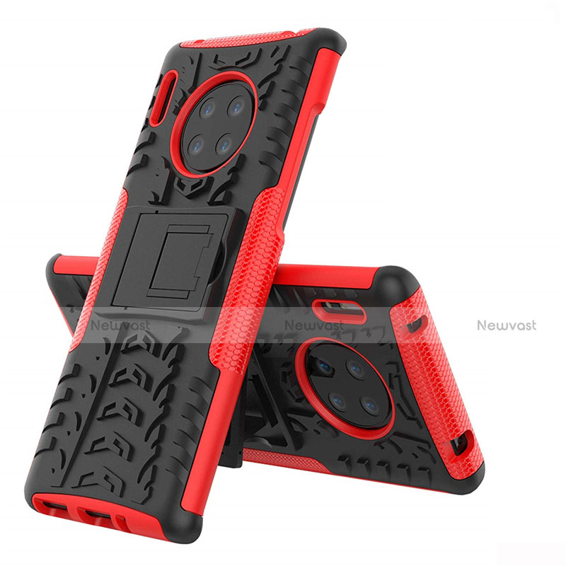 Silicone Matte Finish and Plastic Back Cover Case with Stand R01 for Huawei Mate 30 Pro