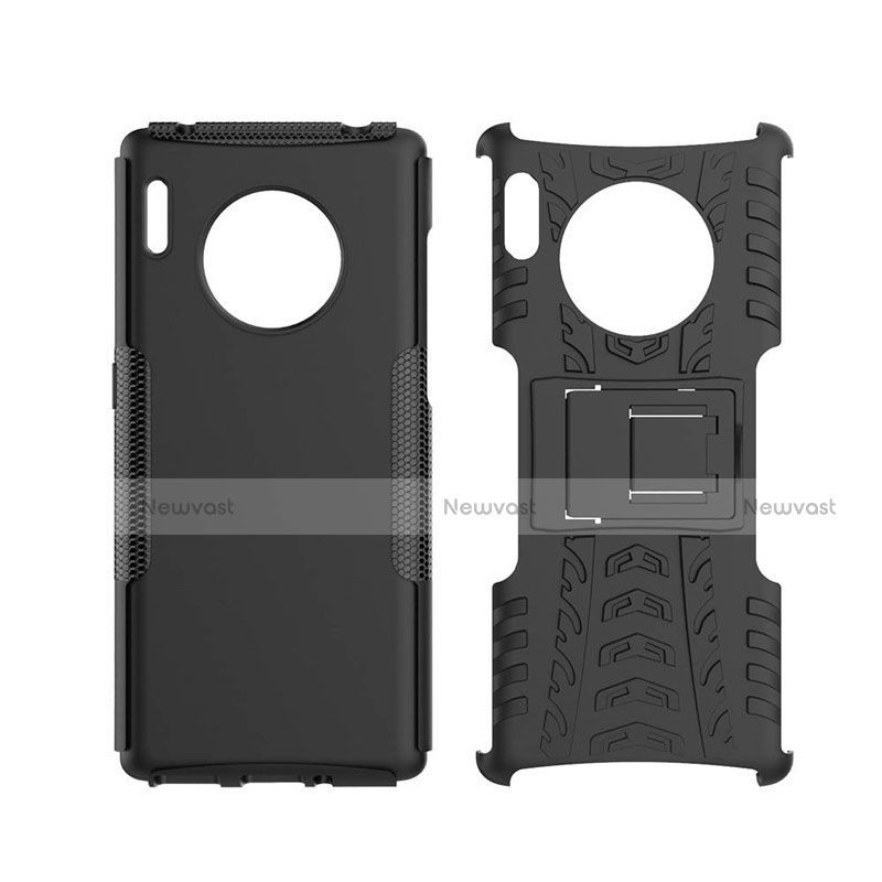 Silicone Matte Finish and Plastic Back Cover Case with Stand R01 for Huawei Mate 30 Pro 5G