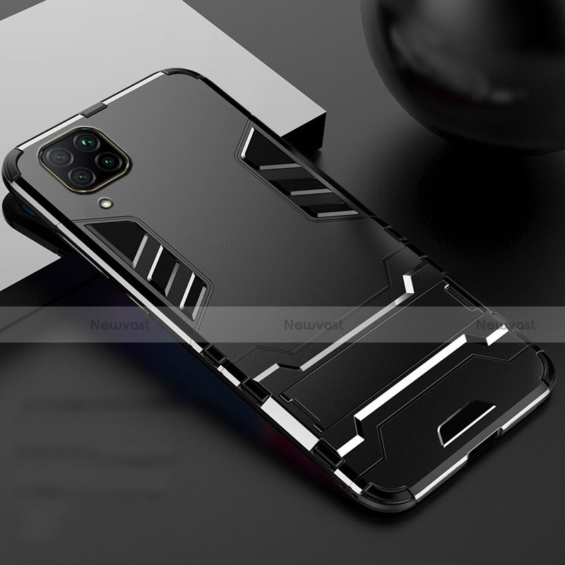 Silicone Matte Finish and Plastic Back Cover Case with Stand R01 for Huawei Nova 7i