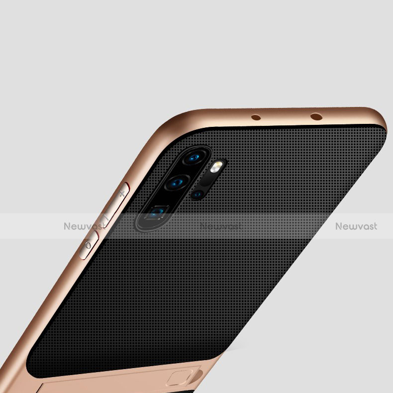 Silicone Matte Finish and Plastic Back Cover Case with Stand R01 for Huawei P30 Pro New Edition