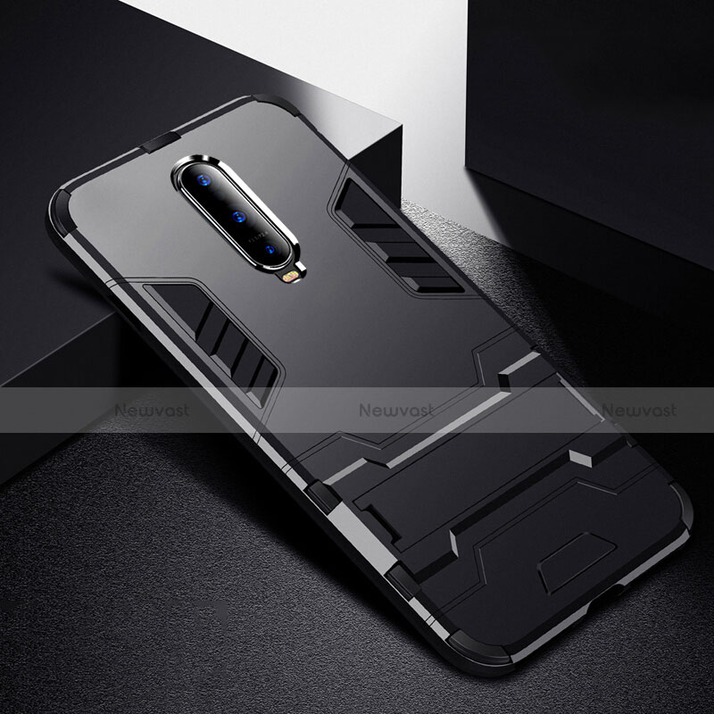 Silicone Matte Finish and Plastic Back Cover Case with Stand R01 for Oppo R17 Pro