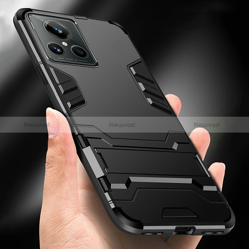 Silicone Matte Finish and Plastic Back Cover Case with Stand R01 for Realme GT2 Master Explorer