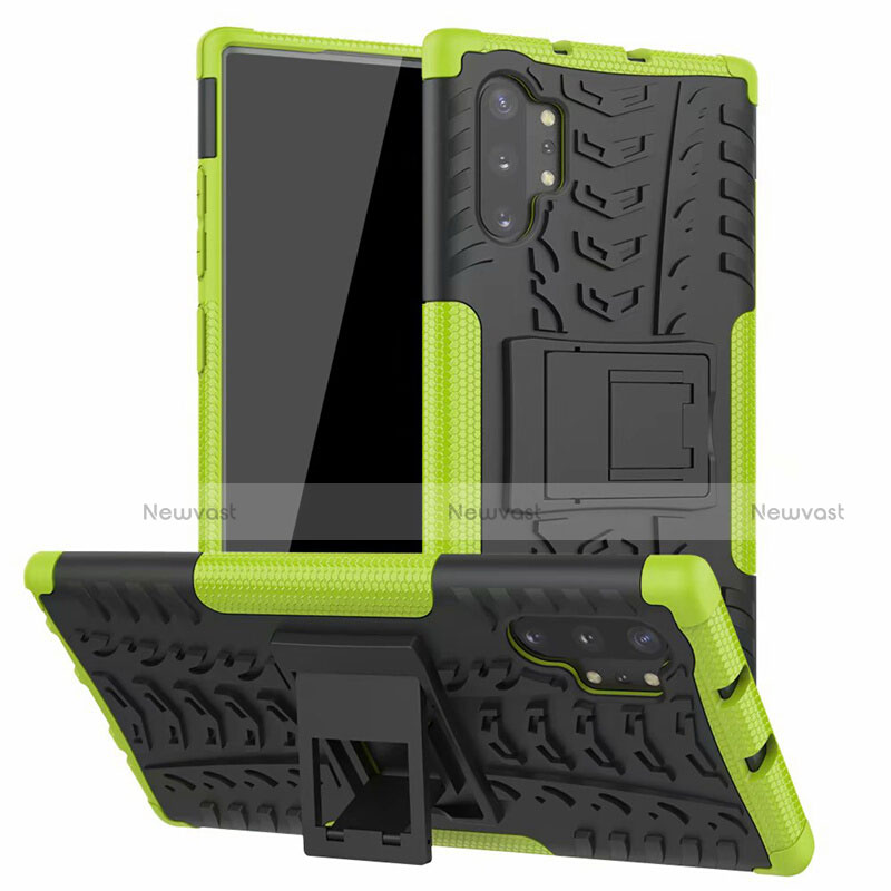 Silicone Matte Finish and Plastic Back Cover Case with Stand R01 for Samsung Galaxy Note 10 Plus 5G