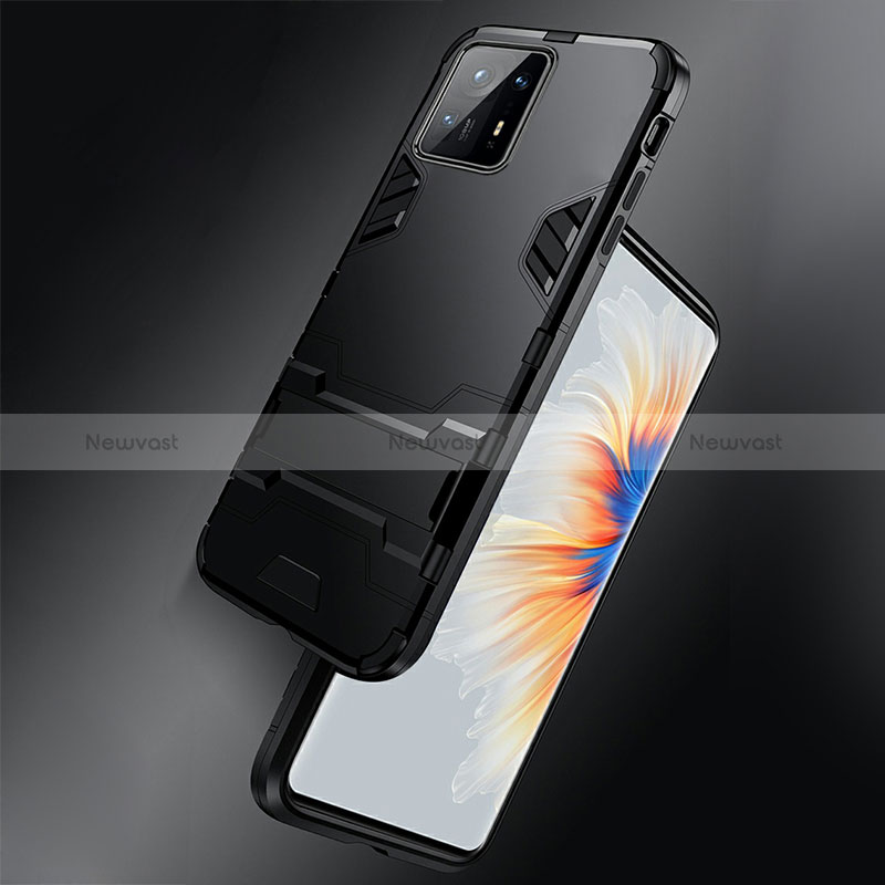 Silicone Matte Finish and Plastic Back Cover Case with Stand R01 for Xiaomi Mi Mix 4 5G