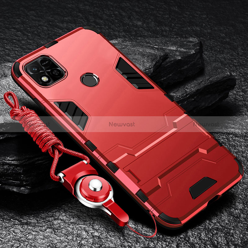 Silicone Matte Finish and Plastic Back Cover Case with Stand R01 for Xiaomi POCO C3
