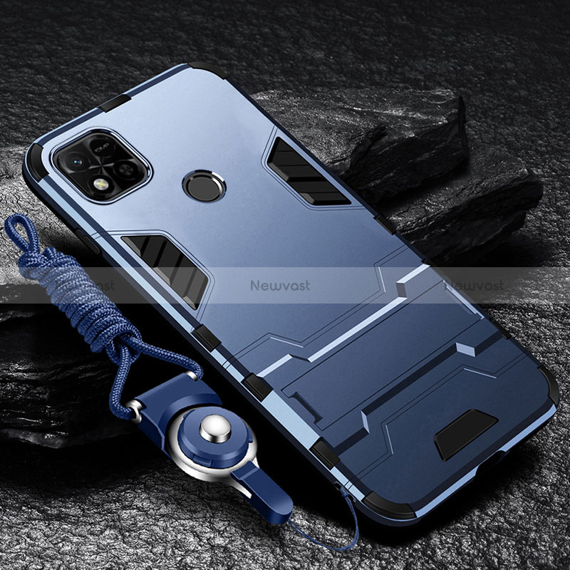 Silicone Matte Finish and Plastic Back Cover Case with Stand R01 for Xiaomi Redmi 9 Activ