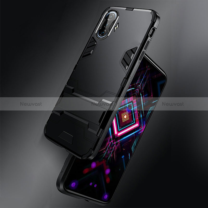 Silicone Matte Finish and Plastic Back Cover Case with Stand R01 for Xiaomi Redmi K40 Gaming 5G