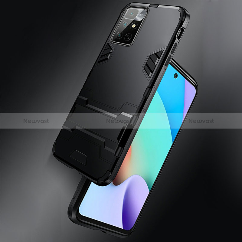 Silicone Matte Finish and Plastic Back Cover Case with Stand R01 for Xiaomi Redmi Note 11S 5G