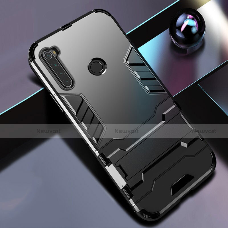 Silicone Matte Finish and Plastic Back Cover Case with Stand R01 for Xiaomi Redmi Note 8