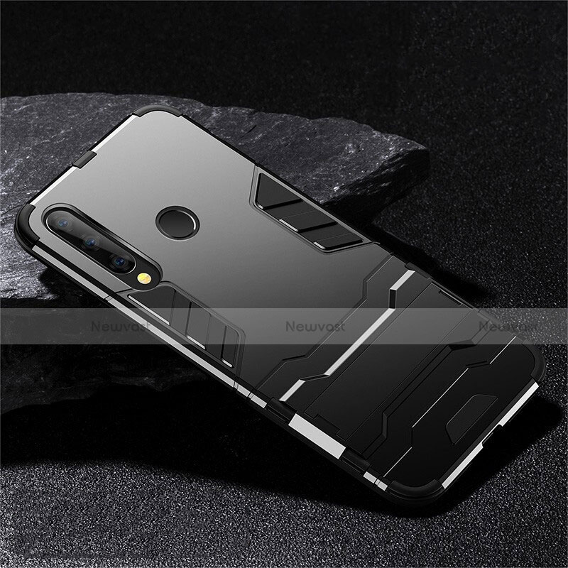 Silicone Matte Finish and Plastic Back Cover Case with Stand R02 for Huawei Honor 10i