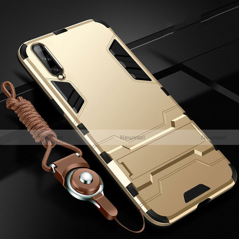 Silicone Matte Finish and Plastic Back Cover Case with Stand R02 for Samsung Galaxy A90 5G