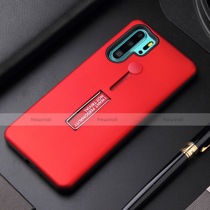 Silicone Matte Finish and Plastic Back Cover Case with Stand T01 for Huawei P30 Pro New Edition