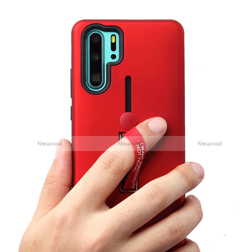 Silicone Matte Finish and Plastic Back Cover Case with Stand T01 for Huawei P30 Pro New Edition