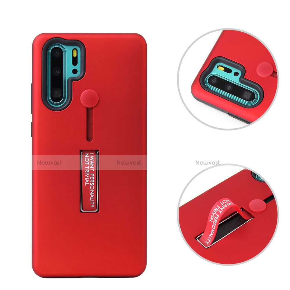 Silicone Matte Finish and Plastic Back Cover Case with Stand T01 for Huawei P30 Pro New Edition