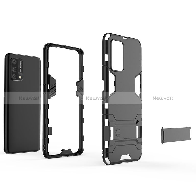 Silicone Matte Finish and Plastic Back Cover Case with Stand T01 for Oppo Reno6 Lite