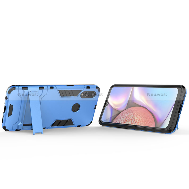 Silicone Matte Finish and Plastic Back Cover Case with Stand T01 for Samsung Galaxy A10s