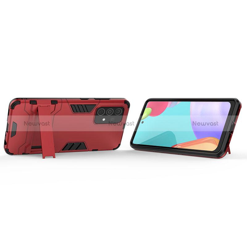 Silicone Matte Finish and Plastic Back Cover Case with Stand T01 for Samsung Galaxy A52s 5G