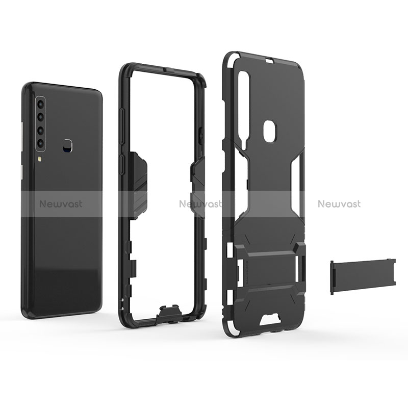 Silicone Matte Finish and Plastic Back Cover Case with Stand T01 for Samsung Galaxy A9 (2018) A920
