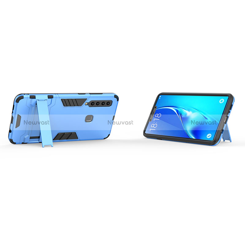 Silicone Matte Finish and Plastic Back Cover Case with Stand T01 for Samsung Galaxy A9 (2018) A920