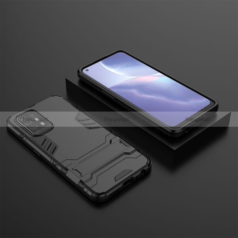 Silicone Matte Finish and Plastic Back Cover Case with Stand T02 for Oppo Reno5 Z 5G